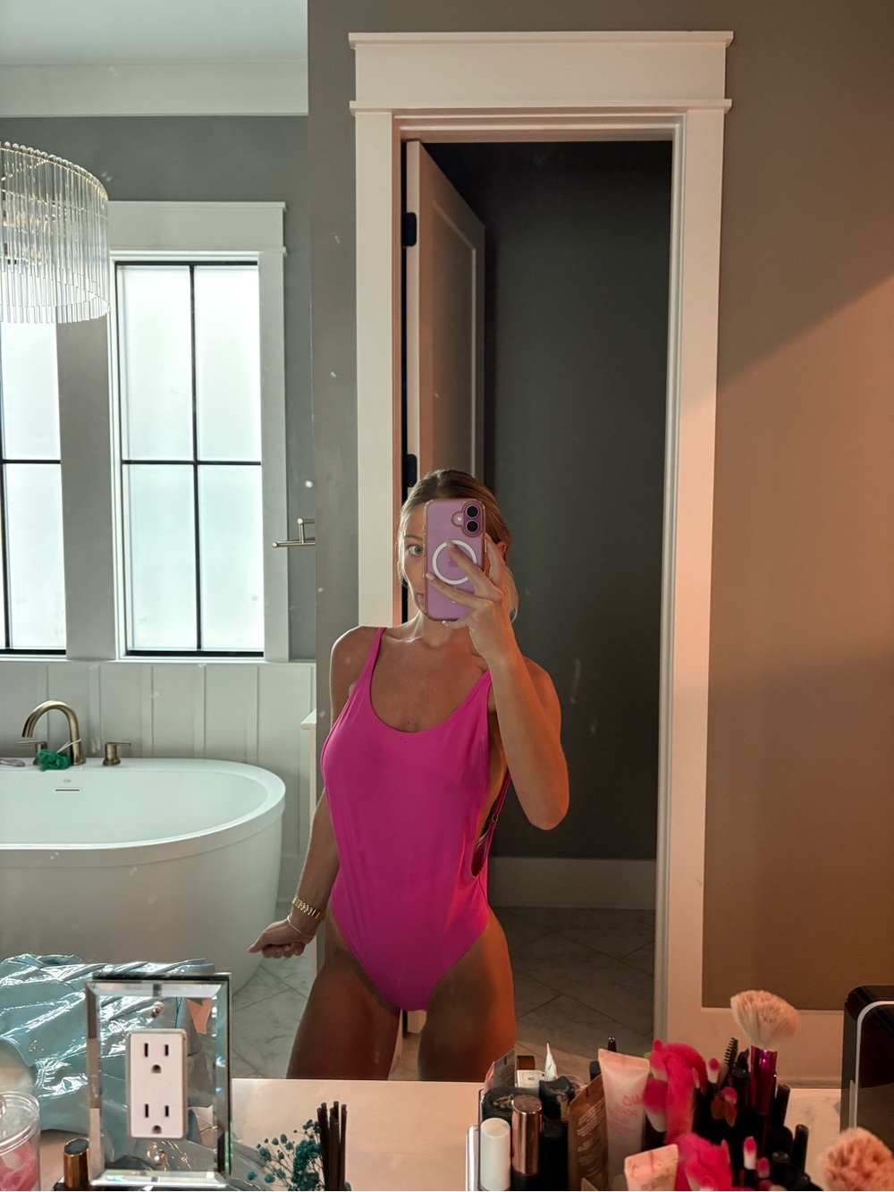REVOLVE Hot Pink Scoop-Back One-Piece Swimsuit